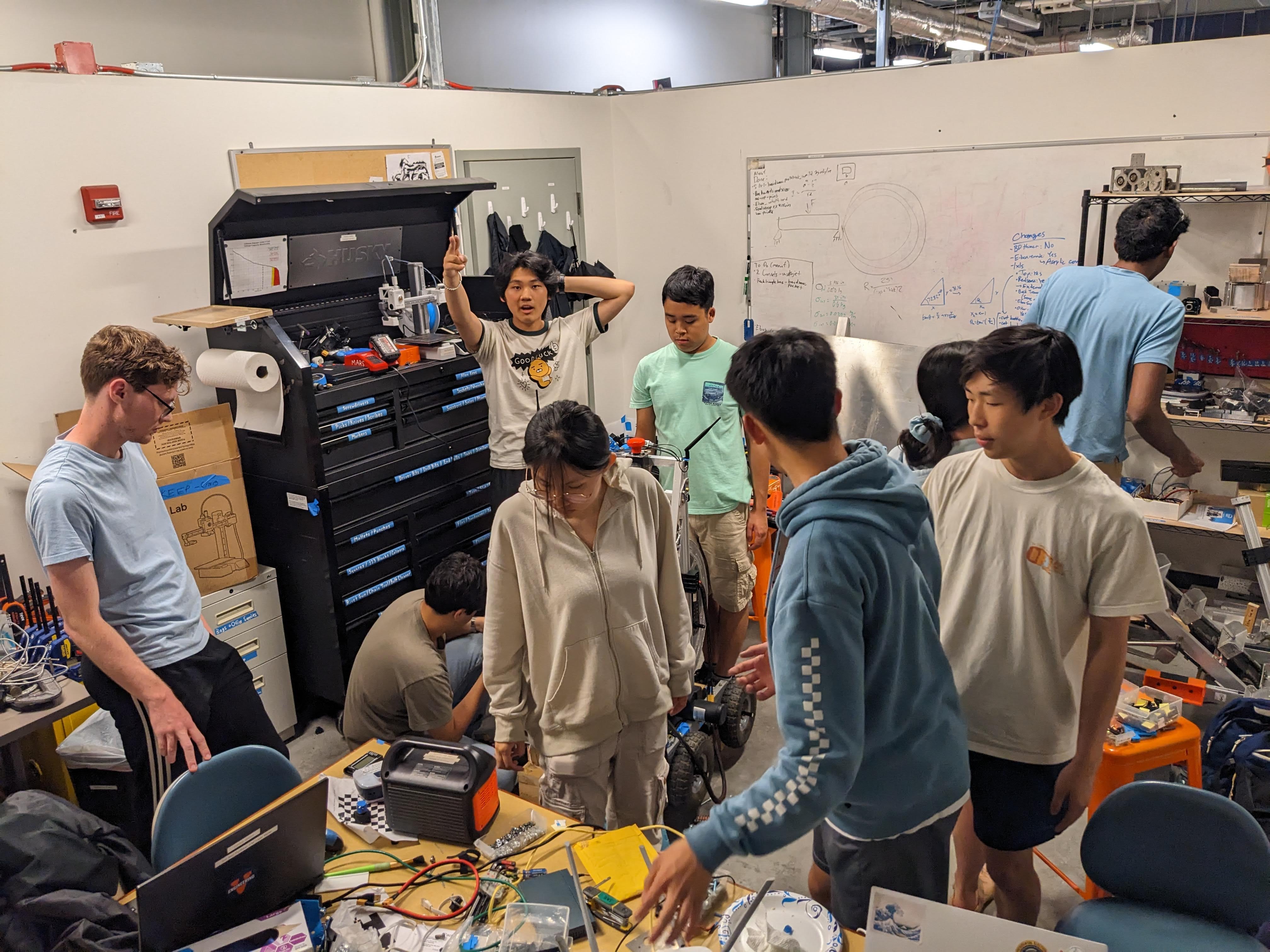 The competition team continues packing.